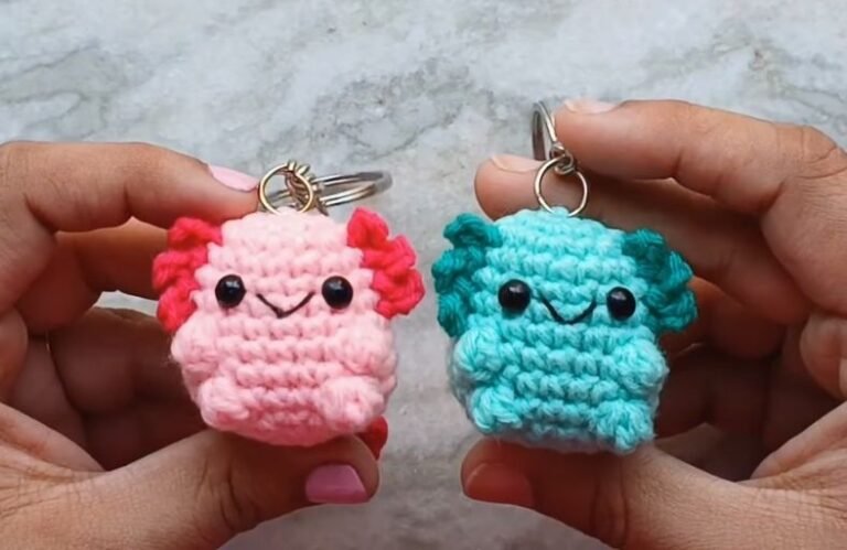 Baby Axolotl Amigurumi Keychain Free Pattern