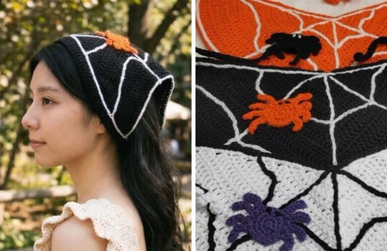 How to Crochet a Spider Web Bandana (Free Pattern) Crochet Spider Web Bandana Free Pattern1