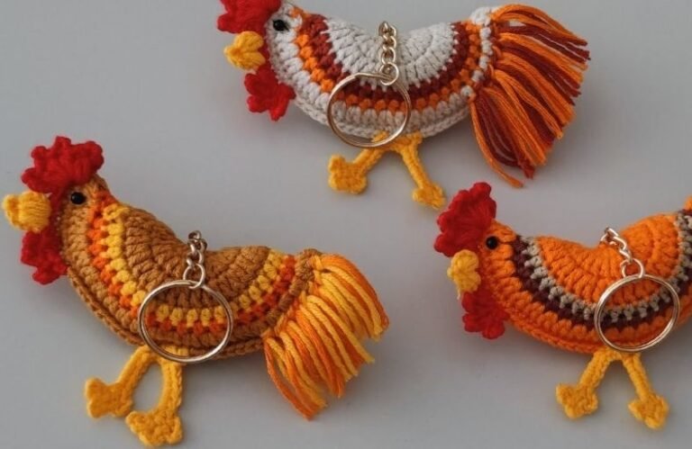Crochet a Cute Rooster Keychain Free Pattern