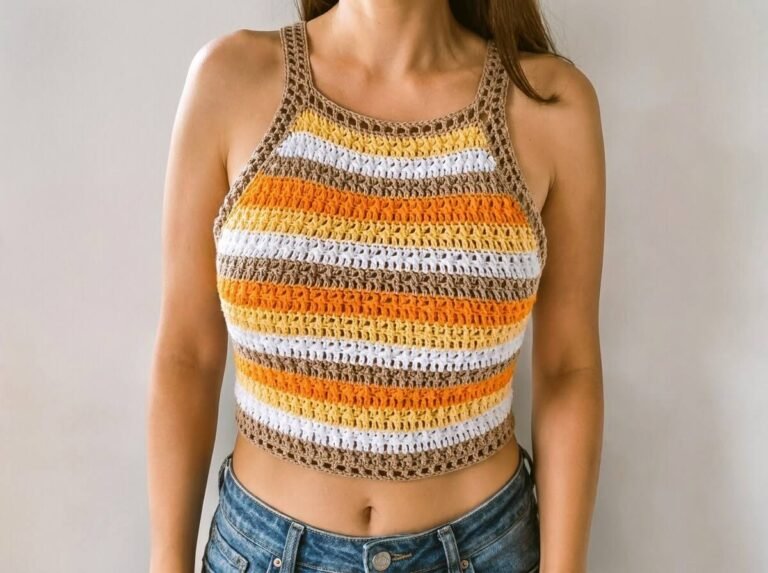 Crochet a Easy Striped Halter Top (Free Pattern)