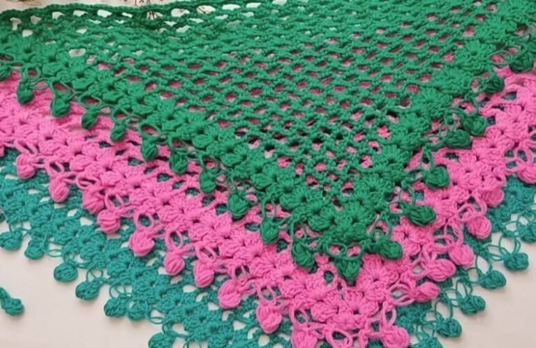 Crochet an Easy Lace Bandana with Pom-Pom Edging