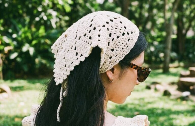 Free Crochet Filet Diamond Bandana Pattern for Beginners Free Crochet Filet Diamond Bandana Pattern for Beginners