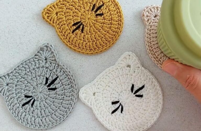Free Easy Crochet Cat Coaster Pattern