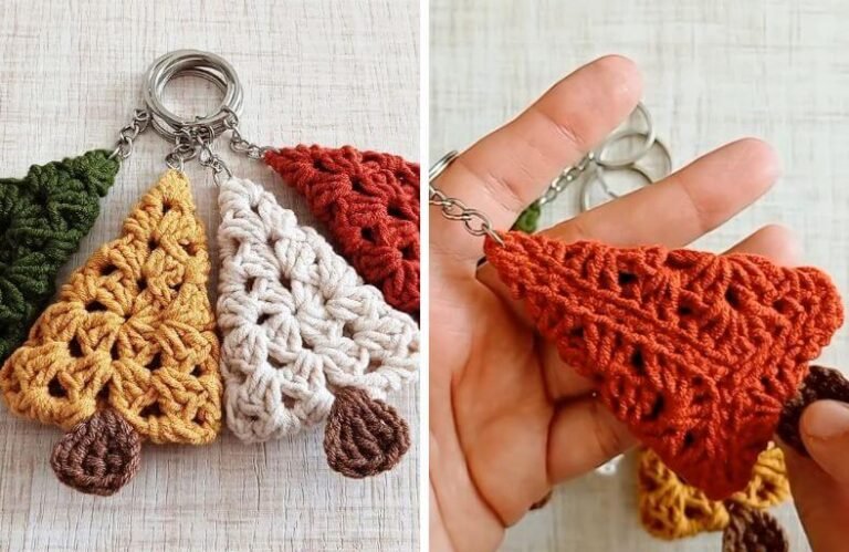 Free Easy Crochet Christmas Tree Keychain Pattern